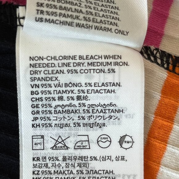 H&M Mama Maternity Rib Jersey Dress Striped Orange Pink Midi Cotton Elastane XL - Picture 12 of 13